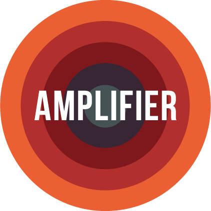 Logo for Amplifier that is concentric circles in shades of red and orange.